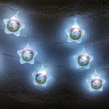 LED-lyskæde Julemænd stjerner 20 stk. m/tekst (4 meter)