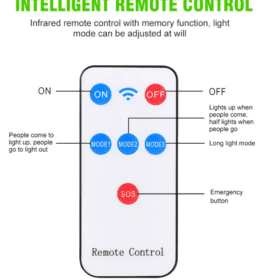 LED Gadelampe m/PIR (infrarød bevægelsessensor) til væg - solcelledrevet, fjernbetjent gadelys