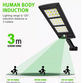 LED Gadelampe m/PIR (infrarød bevægelsessensor) til væg - solcelledrevet, fjernbetjent gadelys