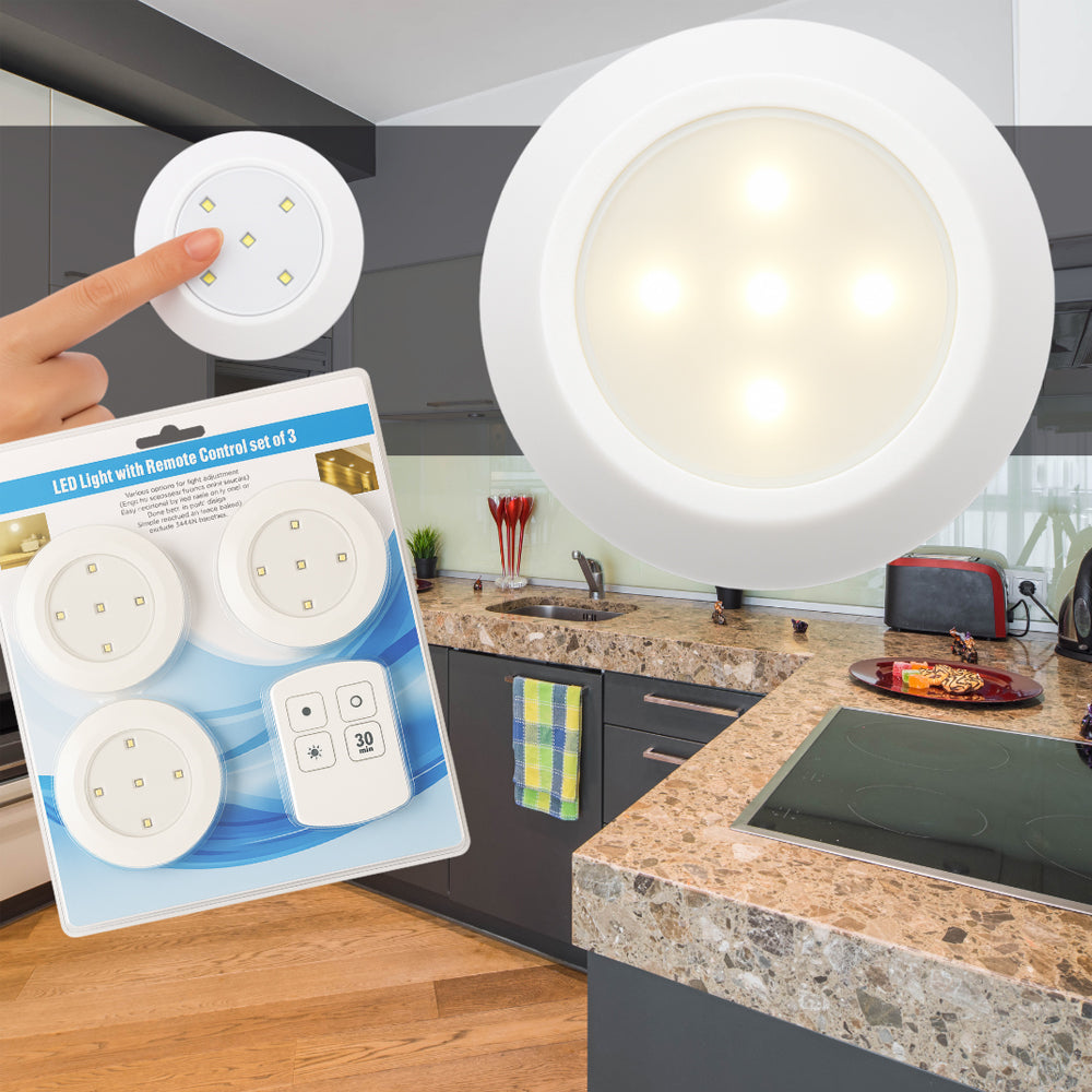 LED Spot (runde) 3 stk. inkl. fjernbetjening