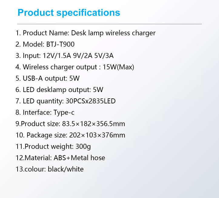 LED-Bordlampe m/lysdæmper & trådløs oplader til smartphones (3-i-1)