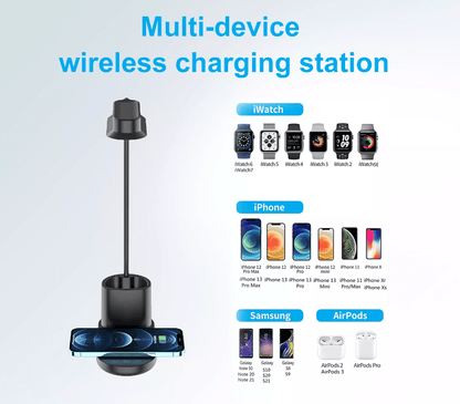 LED-Bordlampe m/lysdæmper & trådløs oplader til smartphones (3-i-1)