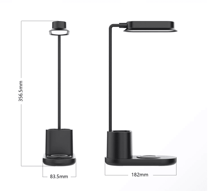 LED-Bordlampe m/lysdæmper & trådløs oplader til smartphones (3-i-1)
