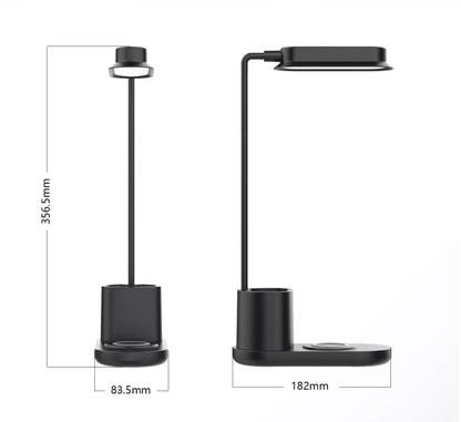 LED-Bordlampe m/lysdæmper & trådløs oplader til smartphones (3-i-1)