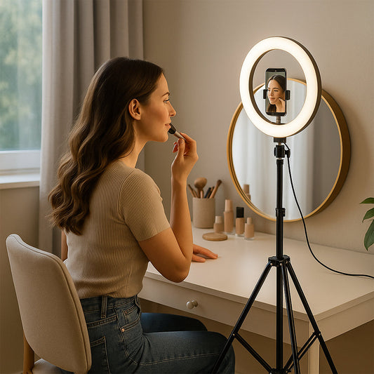 Ring Light med stativ – 3 farvetemperaturer – LJJ-26