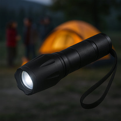 Taclight LED zoom lommelygte (vandtæt og stødsikker) m/5 funktioner