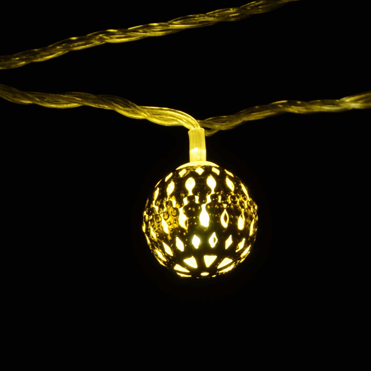 LED-Lyskæde med 20 Kugler - Guld (3 meter)