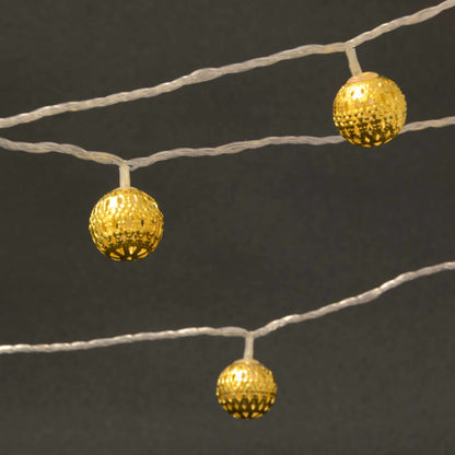 LED-Lyskæde med 20 Kugler - Guld (3 meter)