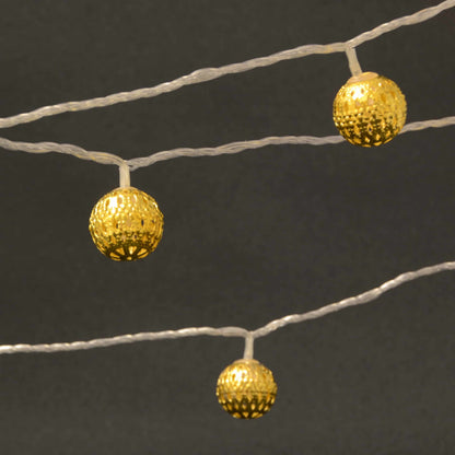 LED-Lyskæde med 20 Kugler - Guld (3 meter)