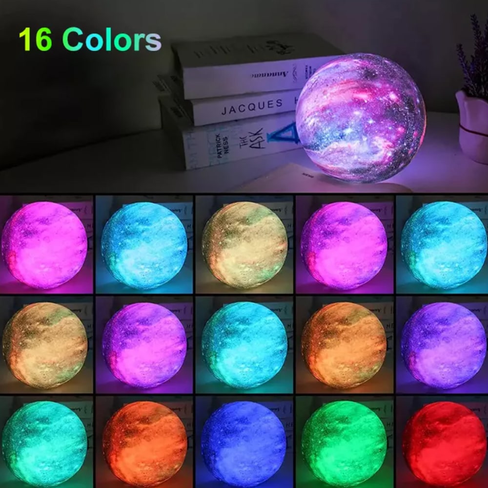 Månelampe -16 farver - LED - m/touch funktion og fjernbetjening
