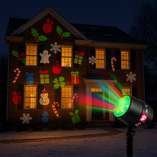 LED Magic Light Projektor – med 12 bevægelige lysmotiver