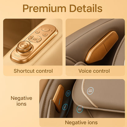 Massagestol 4D Luksus Pro+ med SL-teknologi, Varmeterapi, Stemme Kontrol & Touchskærm - Model M5 hvid