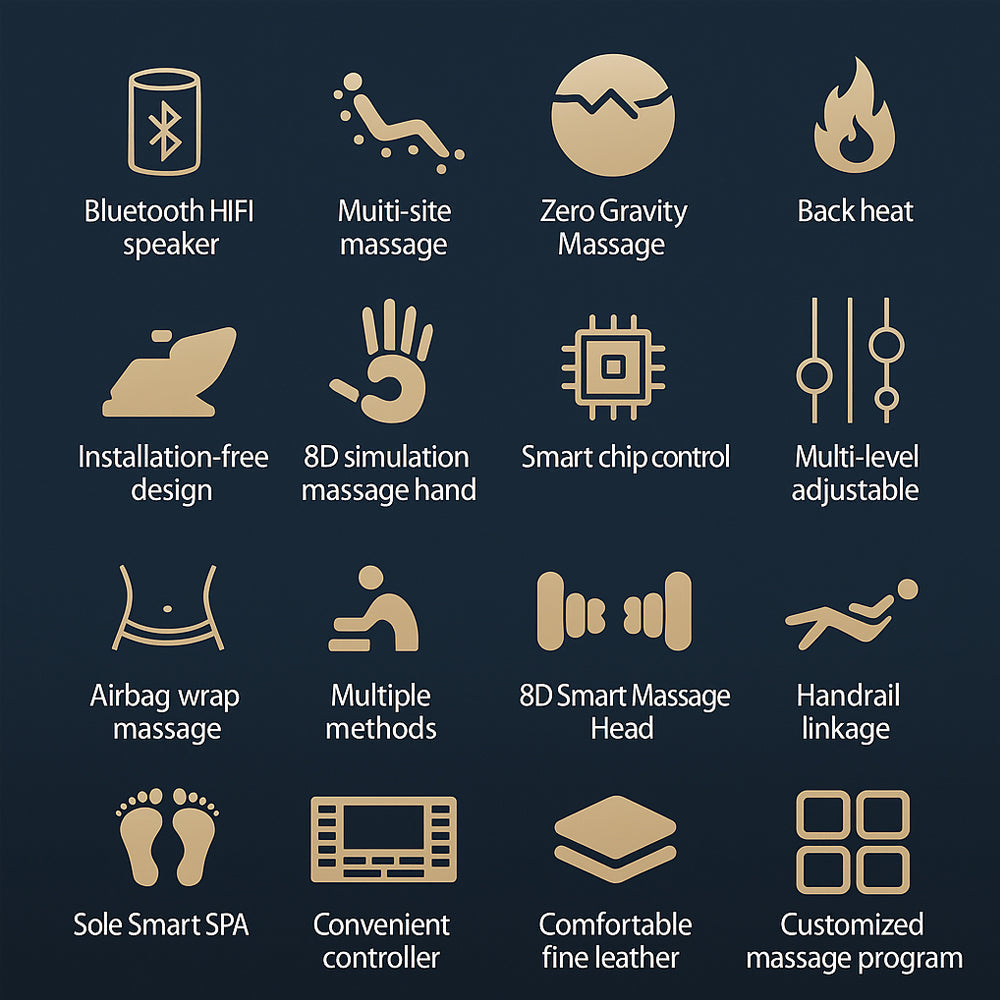 Massagestol 8D - Zero Gravity og Varmeterapi - Model S9