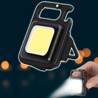 Nøglerings COB LED-lommelygte - genopladelig - 3 lys tilstande -