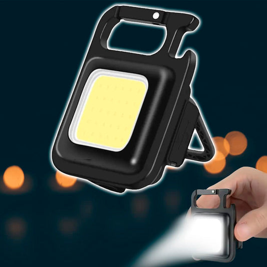 Nøglerings COB LED-lommelygte - genopladelig - 3 lys tilstande -
