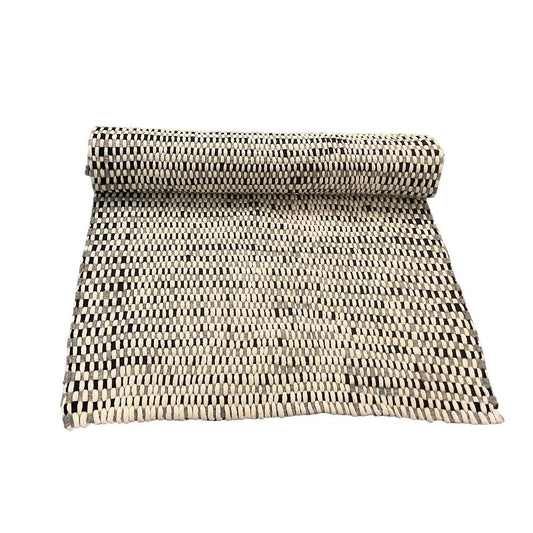 Tæppe i 100% ren Nepal uld - sort/hvidt - 180 x 110 cm