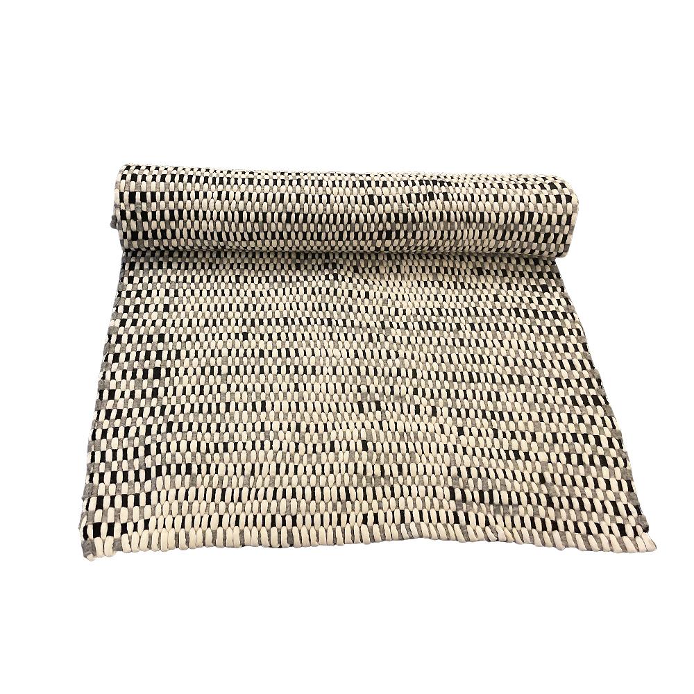 Tæppe i 100% ren Nepal uld - sort/hvidt - 180 x 110 cm