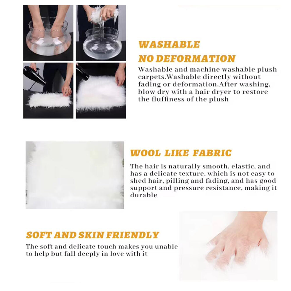 Faux Fur tæppe 60 x 90 cm hvid