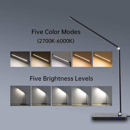 LED-bordlampe/foldelampe m. trådløs oplader, 5 farver og touch