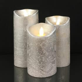 LED blok stearinlys - RUSTIK - 3 stk. - 10/12,5/15 cm - m/3D flamme - (flere farver)