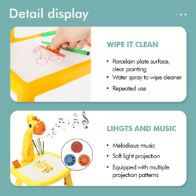 Tegne projektorbord til børn m/24 dias, musik og 12 tusser