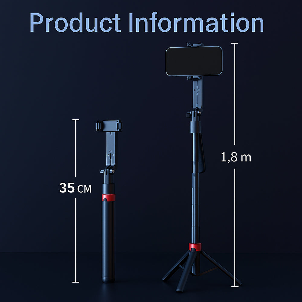 Selfiestick m/Intelligent Ansigtssporing inkl. lys (følger dig automatisk når du bevæger dig) - Q185