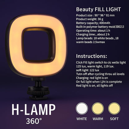 Selfiestick m/Intelligent Ansigtssporing inkl. lys (følger dig automatisk når du bevæger dig) - Q185