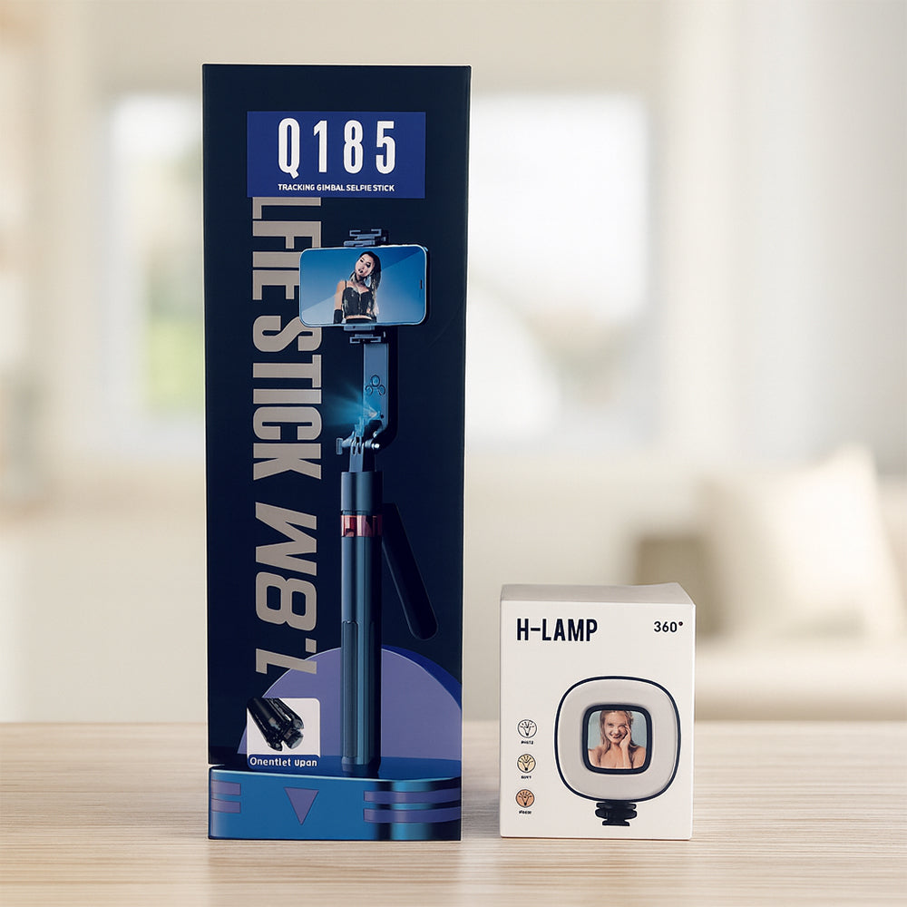 Selfiestick m/Intelligent Ansigtssporing inkl. lys (følger dig automatisk når du bevæger dig) - Q185