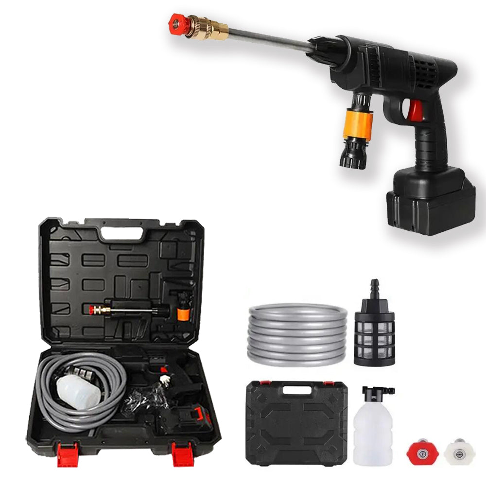 Højtryksrenser transportabel 26 bar/377 PSI – m/batteri 260W inkl. oplader og kuffert