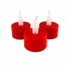 LED Fyrfadslys i plastik - 12 stk. - ø3,5 x 5 cm - rød -