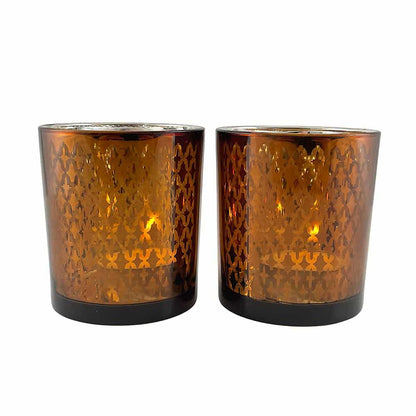 Fyrfadsstager i glas (2 stk.) kobber/sort fra SIA Home Fashion