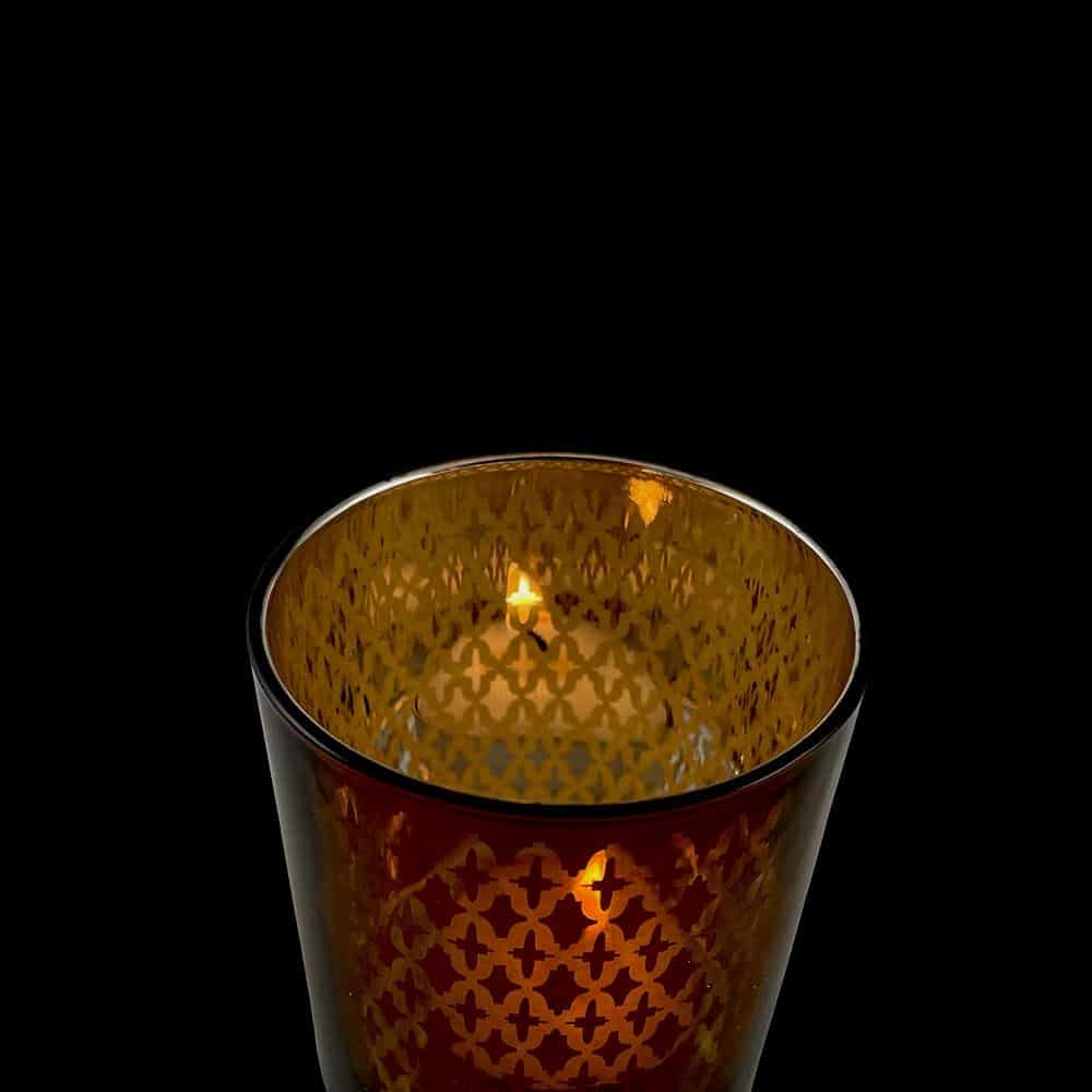 Fyrfadsstager i glas (2 stk.) kobber/sort fra SIA Home Fashion