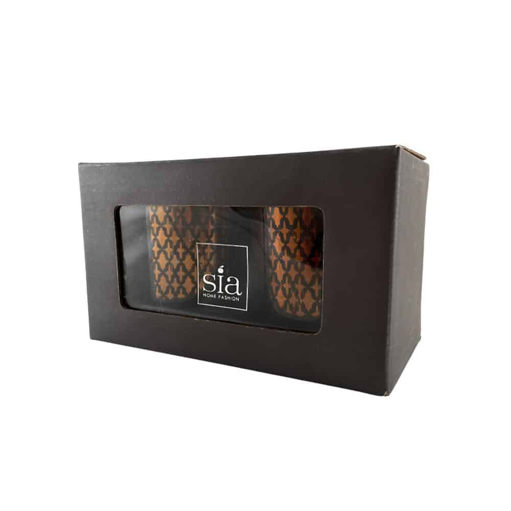 Fyrfadsstager i glas (2 stk.) kobber/sort fra SIA Home Fashion