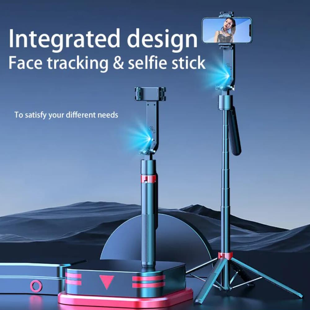 Selfiestick med Intelligent Ansigtssporing og AI Gestusstyring inkl. lys