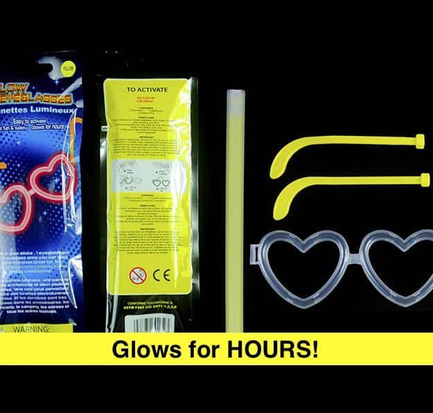 Briller Hjerteformet - Selvlysende glow stick