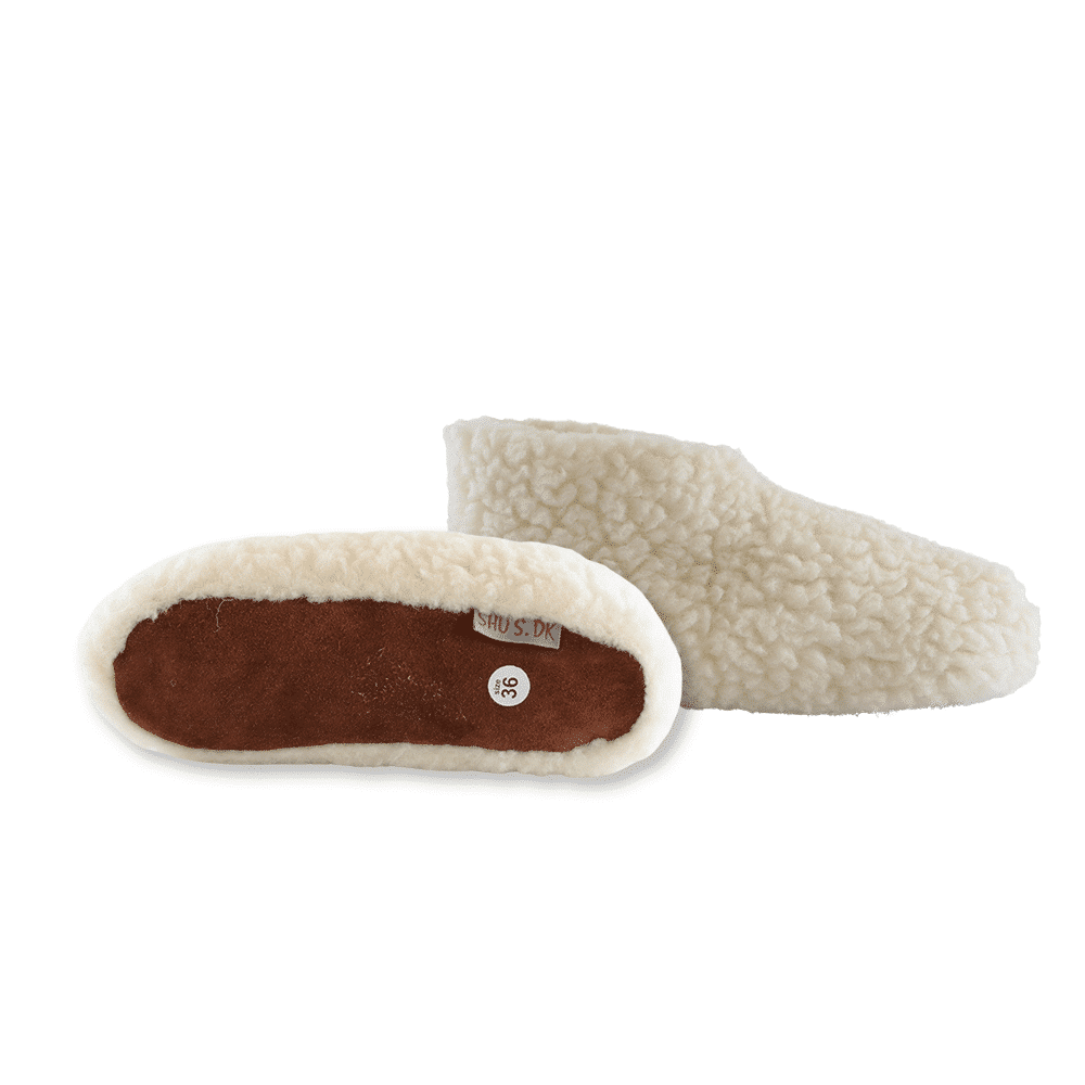 Fluffy Uld Hjemmesko (100% ren uld) - Model Hvid