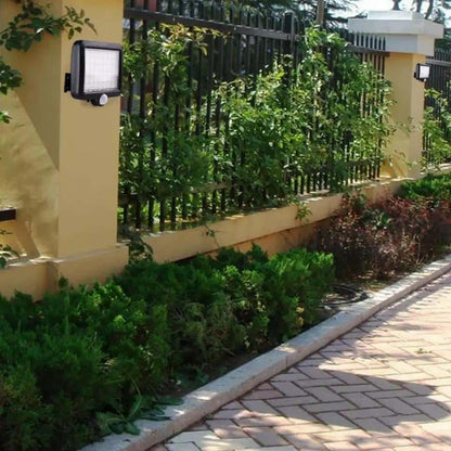 LED Lampe sort (firkantet) m/bevægelsessensor - Solcelle/Solar