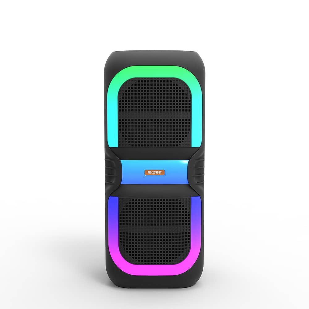 Soundbox højtaler med bluetooth, RGB-lys, FM-radio og mikrofon (56 x 24 cm.)