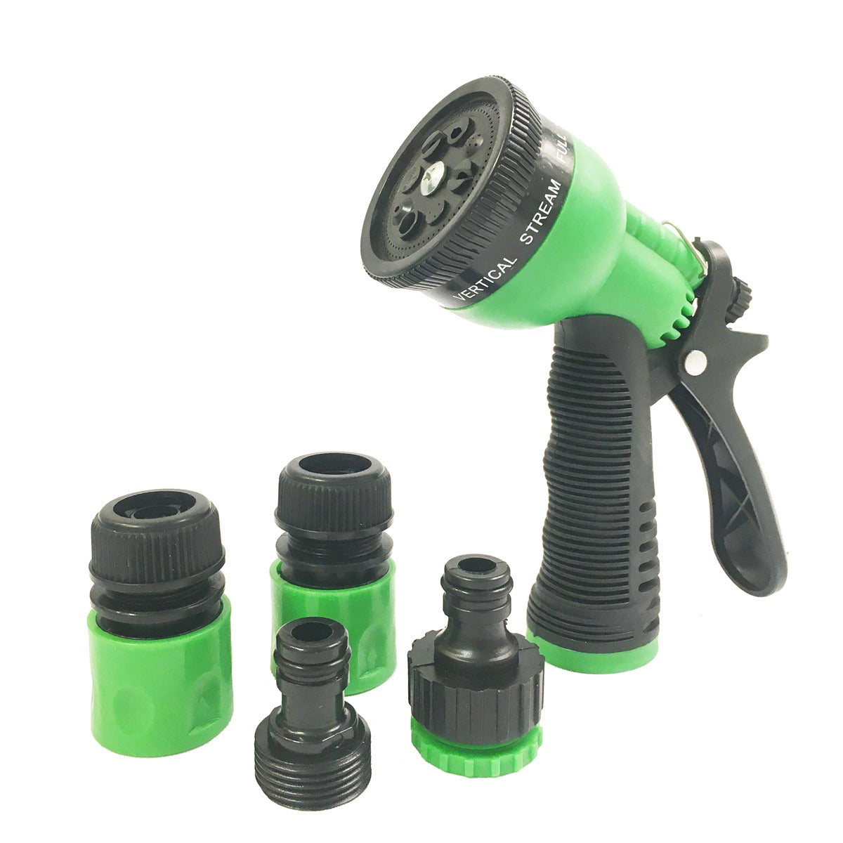 Sprøjtepistol og koblingssæt til vandslange