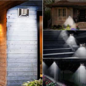 LED-solcelle Væglampe (downlight), 2 stk. rustfri stål look