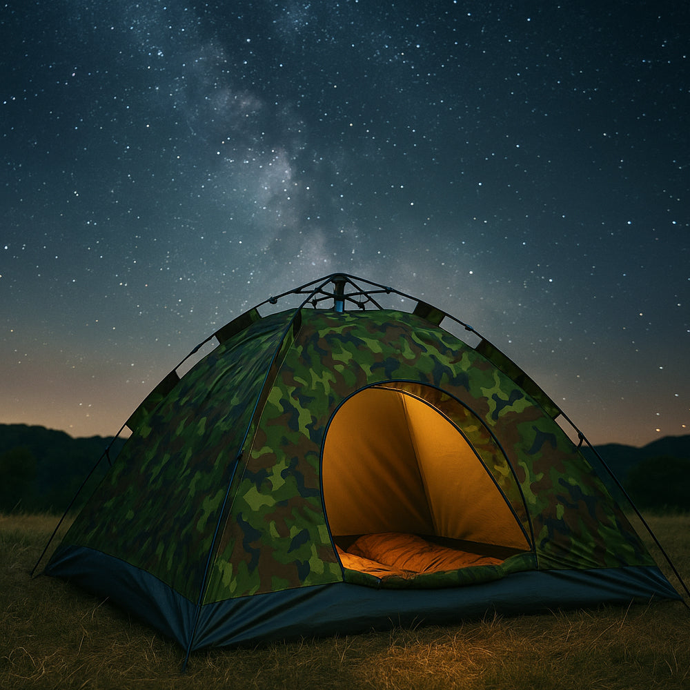 Quick-Up Camouflagetelt til 3–8 personer