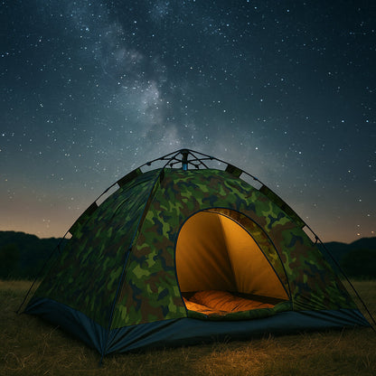 Quick-Up Camouflagetelt til 3–8 personer