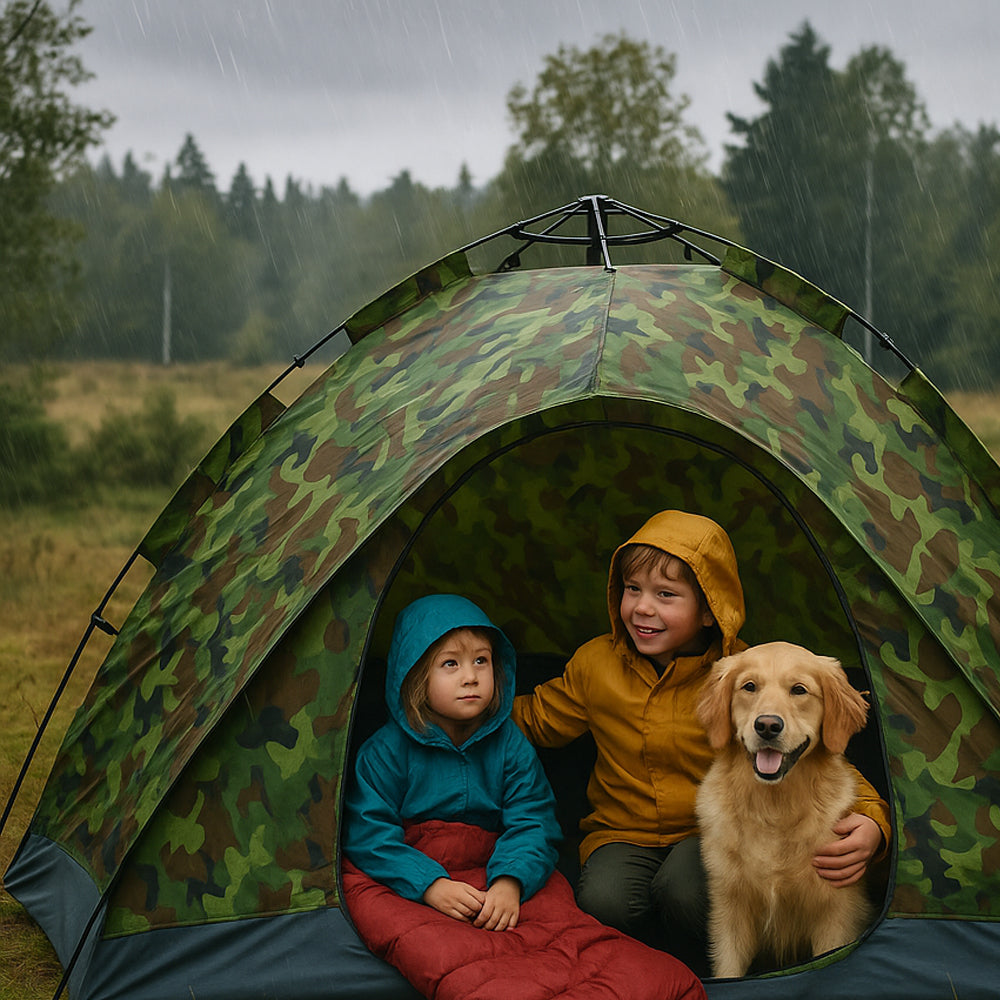 Quick-Up Camouflagetelt til 3–8 personer