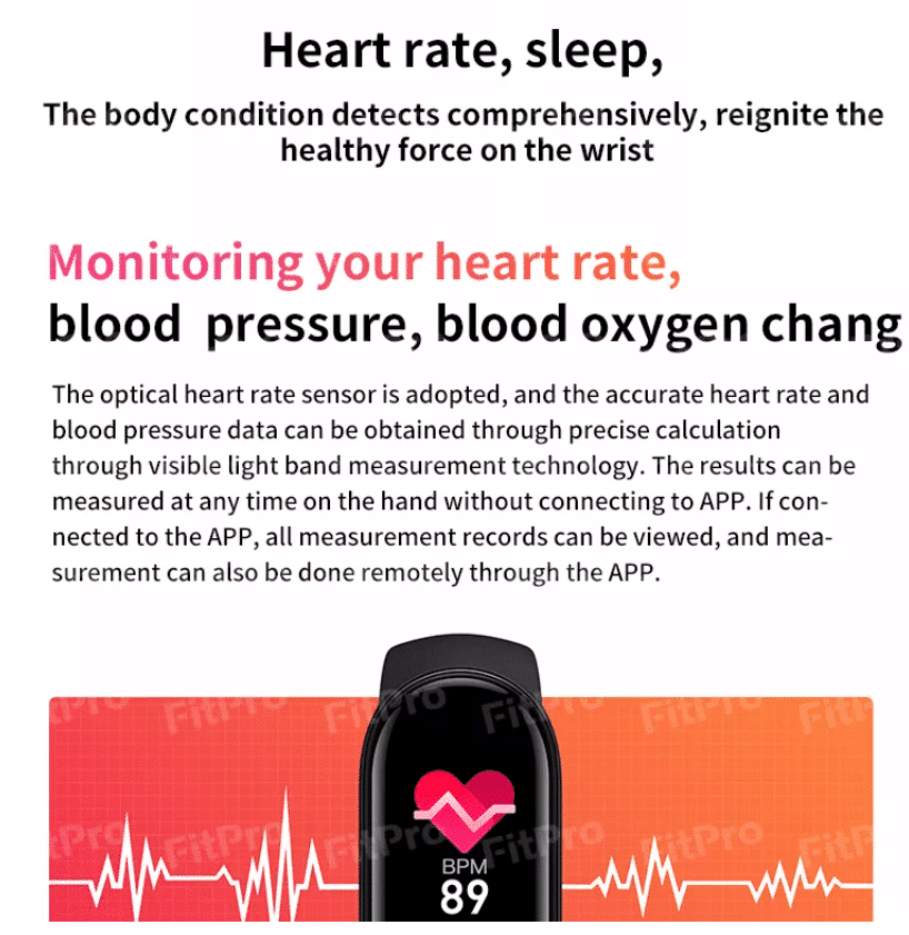 Smartwatch - m/Puls- & blodtryksmåler (vand- og støvafvisende)