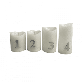 Adventslys LED m/timer og fjernbetjening - 4 stk. - 9/10/12,5/15 cm - m/3D flamme