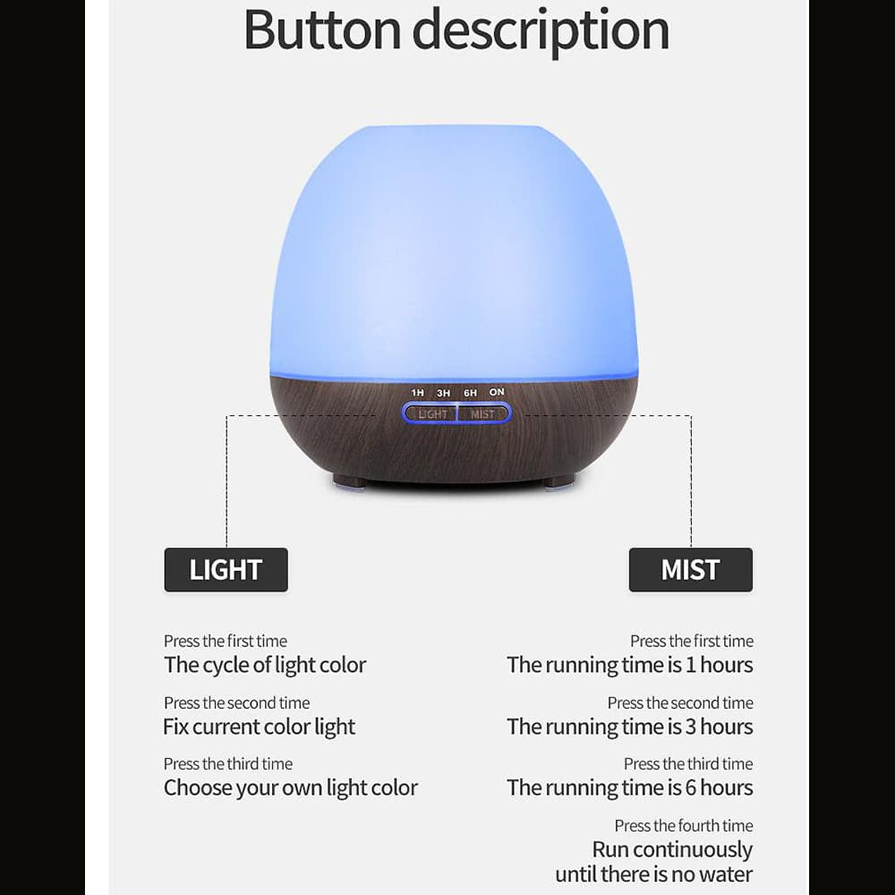 Aroma Diffuser 400 ML m/fjernbetjening - Stilren og smuk – 2 farver -