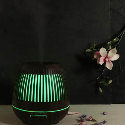 Aroma Diffuser 400 ML m/fjernbetjening - Stilren i brunt og lyst træ -