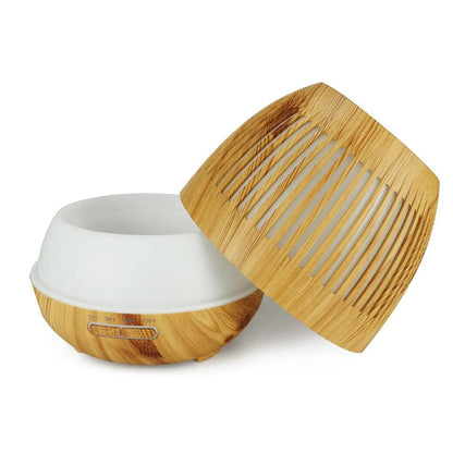 Aroma Diffuser 400 ML m/fjernbetjening - Stilren i brunt og lyst træ -