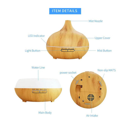 Aroma Diffuser – 500 ml med trælook
