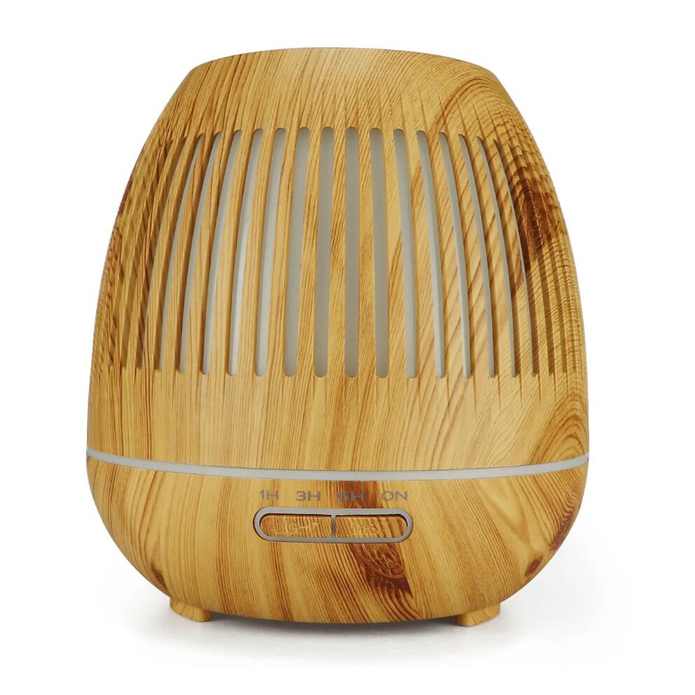 Aroma Diffuser 400 ML m/fjernbetjening - Stilren i brunt og lyst træ -